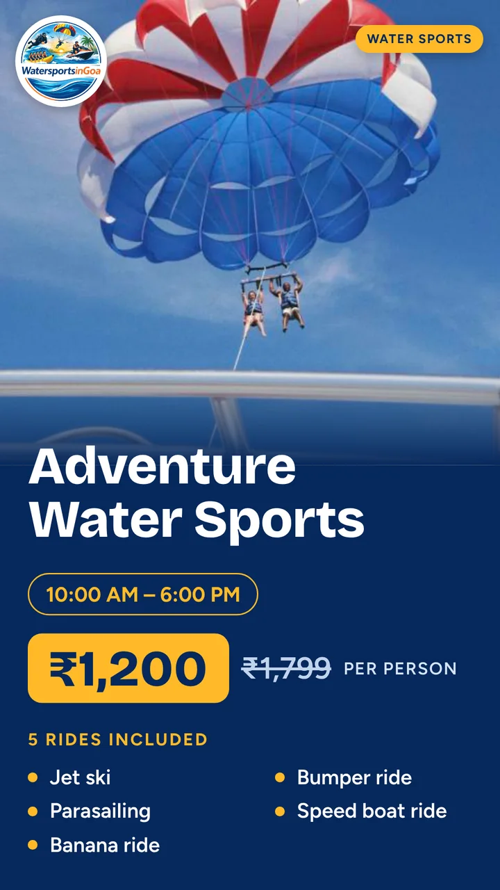 Adventure Water Sports package poster with price, timings and inclusions