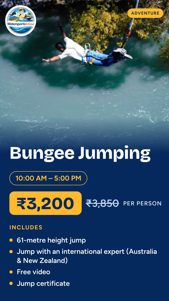 Bungee Jumping package poster with price, timings and inclusions