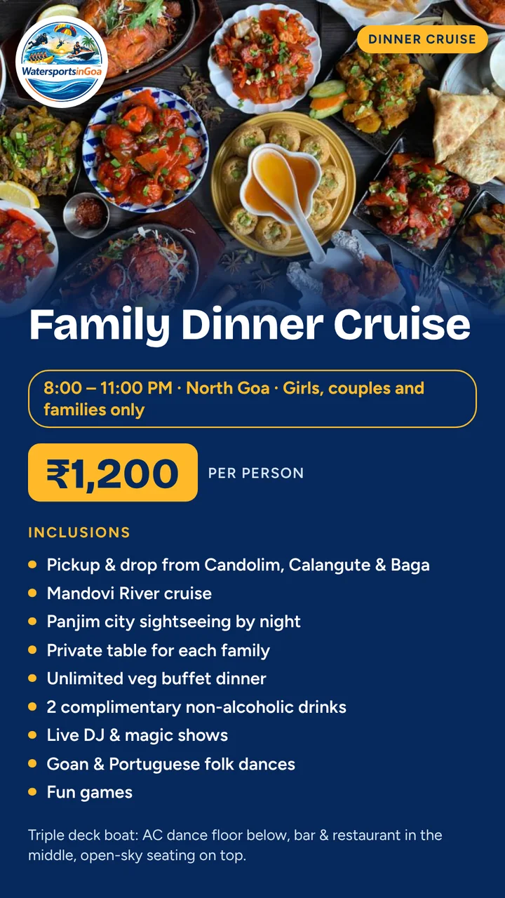 Family Dinner Cruise package poster with price, timings and inclusions
