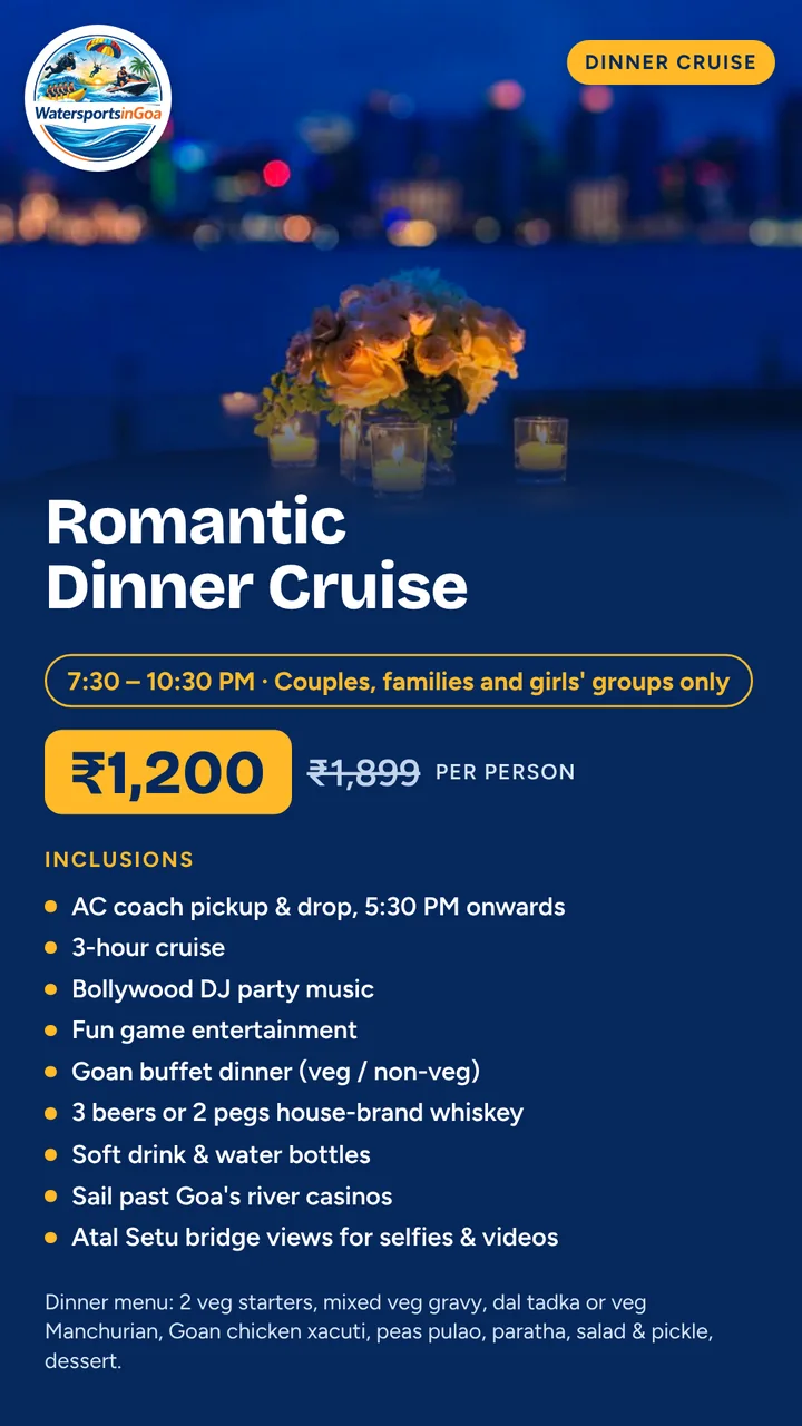 Romantic Dinner Cruise package poster with price, timings and inclusions