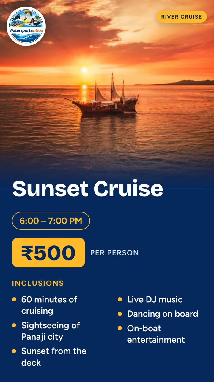 Sunset Cruise package poster with price, timings and inclusions
